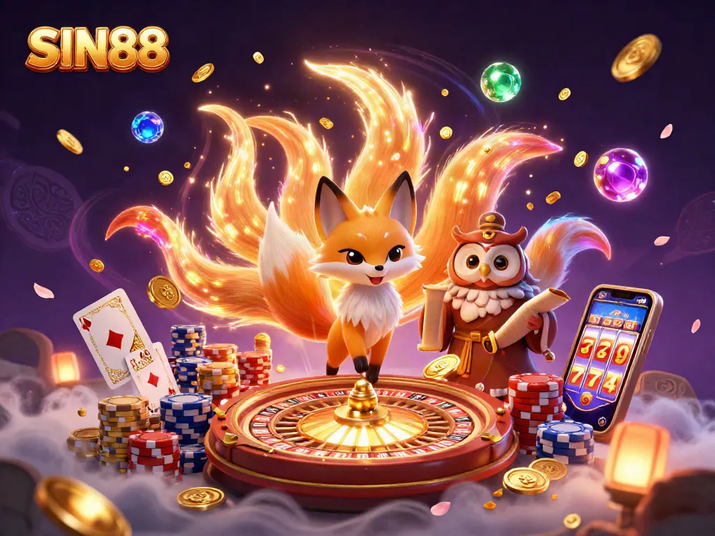 SIN88 enhances your gaming with a vibrant casino spirit, glowing characters, and dynamic betting elements.