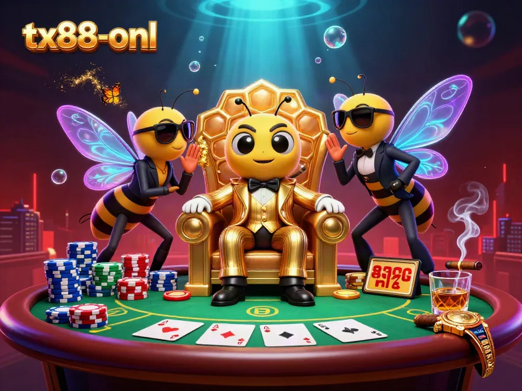Experience the thrilling casino world with tx88-onl through an action-packed scene of vibrant gambling elements.
